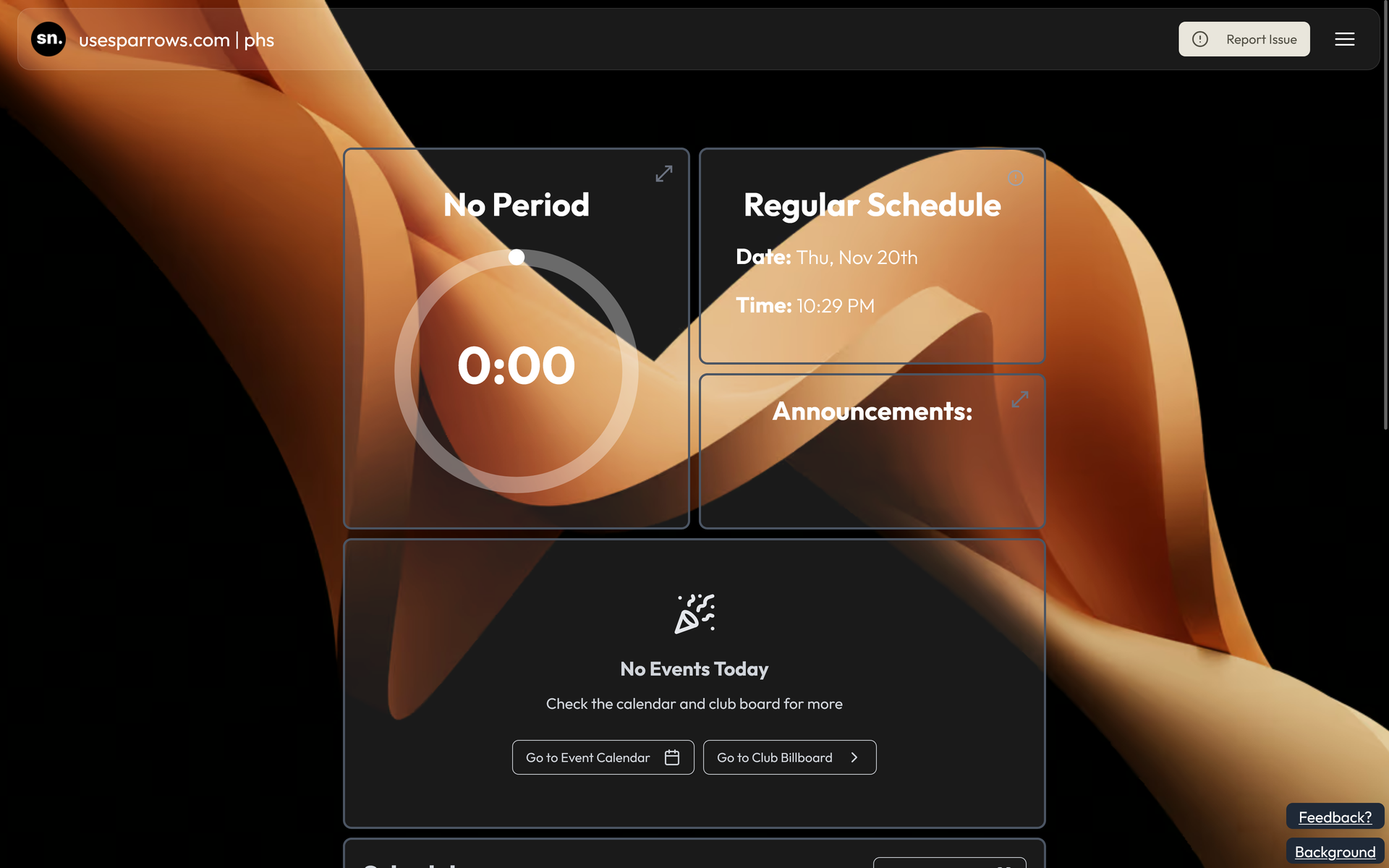 AI-powered schedule management interface showing period tracking