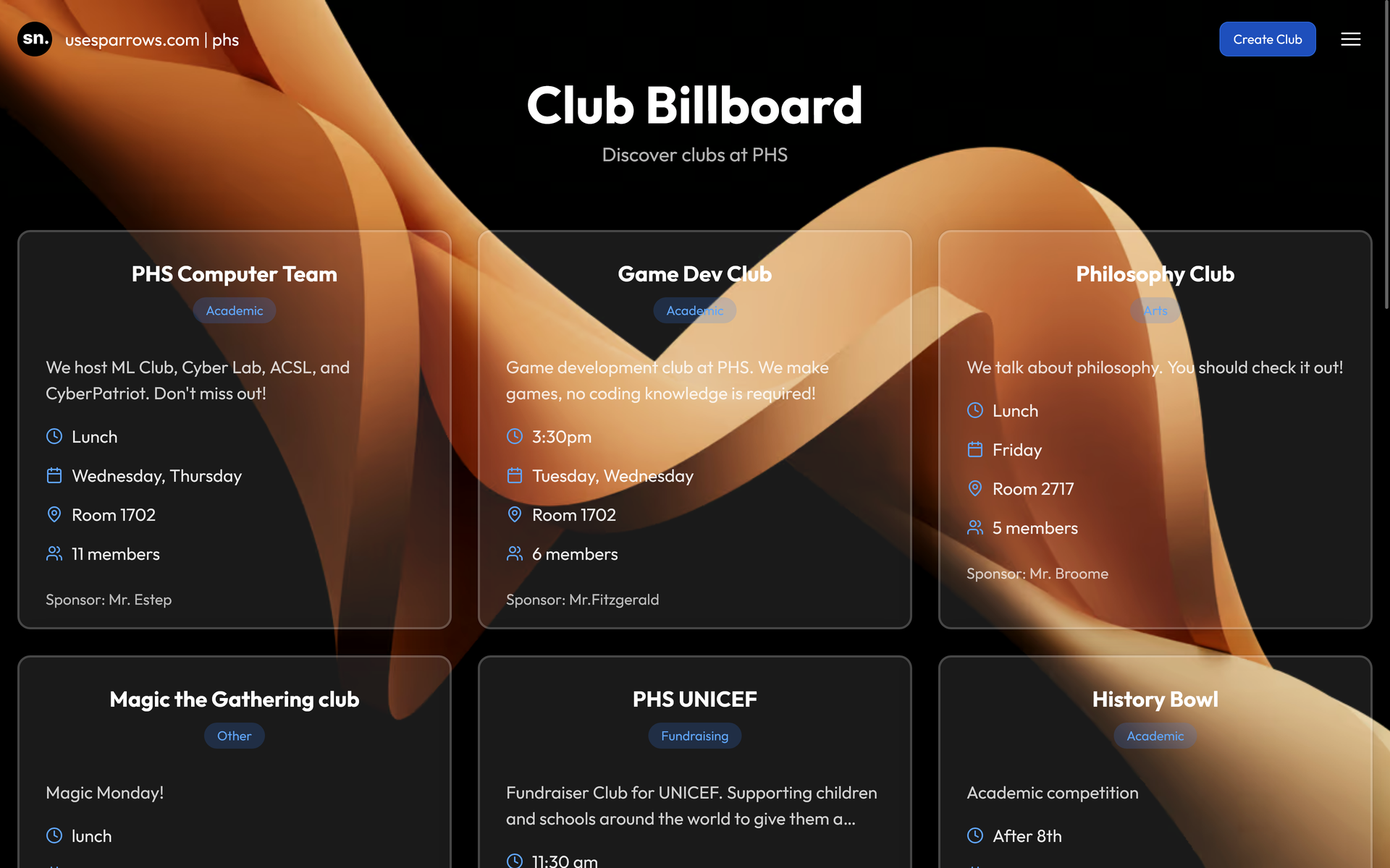 Club management dashboard with QR attendance and member tracking